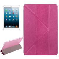 Transformers stijl zijde textuur horizontale Flip effen kleur lederen draagtas met houder voor iPad mini 2019 (magenta)