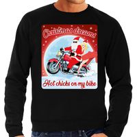 Foute kersttrui voor motorliefhebbers hot chicks zwart heren