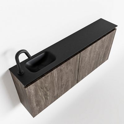 Toiletmeubel Mondiaz Ture | 120 cm | Meubelkleur Dark brown | Eden wastafel Urban Links | 1 kraangat