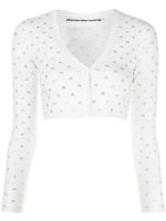 Alexander Wang cardigan crop à logo orné de cristaux - Blanc