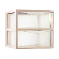 Ladeblokje/bureau organizer met 2x lades - transparant/beige - L26 x B36 x H25 cm - plastic - thumbnail