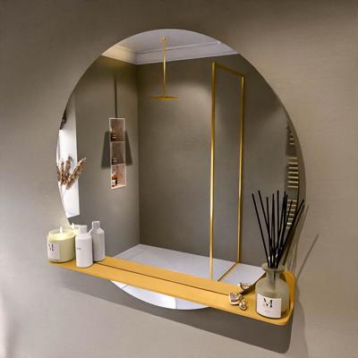 MONDIAZ SPOT spiegel rond 100cm met Spiegelplanchet kleur Ocher.