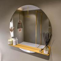 MONDIAZ SPOT spiegel rond 100cm met Spiegelplanchet kleur Ocher.
