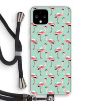 Flamingoprint groen: Pixel 4 Transparant Hoesje met koord