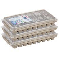 3x stuks Trays met Flessenhals ijsblokjes/ijsklontjes staafjes vormpjes 10 vakjes kunststof taupe