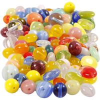 Creativ Company Glazen kralen, rond, ovaal, cirkel, d 6-13 mm, gatgrootte 0,5-1,5 mm, diverse kleuren, 350 gr/ 1 doos