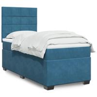 Boxspring met matras fluweel blauw 100x200 cm Boxspring met matras fluweel blauw 100x200 cm