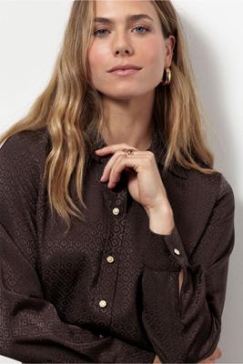 Marisol mono jacquard blouse - espresso - 13273 Marisol mono jacquard blouse - espresso - 13273