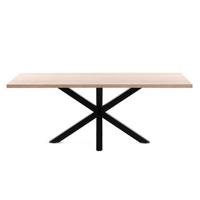 Kave Home Argo Eettafel - 200 x 100 cm - Eiken / Zwart - thumbnail