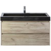 Dante Badmeubelset 100 cm - Craft Oak - Wastafel Hardsteen Wit Lucca