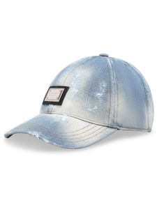 Dolce & Gabbana logo-plaque distressed baseball cap - Bleu