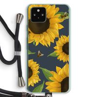 Sunflower and bees: Pixel 5a 5G Transparant Hoesje met koord