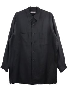 Yohji Yamamoto chemise en satin à col pointu - Noir