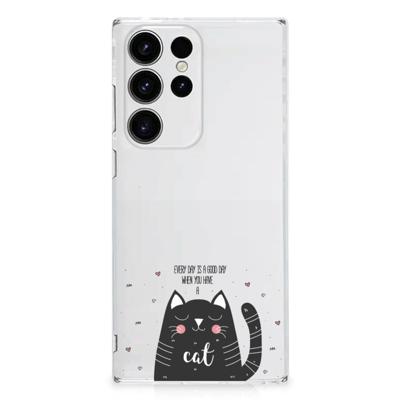 Samsung Galaxy S23 Ultra Telefoonhoesje met Naam Cat Good Day Samsung Galaxy S23 Ultra Telefoonhoesje met Naam Cat Good Day