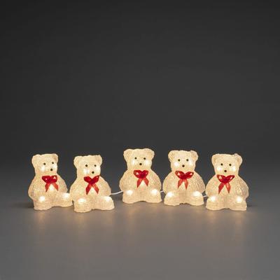 Verlicht kerstfiguur voor buiten - 5 beertjes - 40 LEDs - Warm wit - Dimbaar - 12 cm hoog - Kerstverlichting