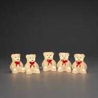 Verlicht kerstfiguur voor buiten - 5 beertjes - 40 LEDs - Warm wit - Dimbaar - 12 cm hoog - Kerstverlichting