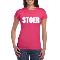 Stoer tekst t-shirt roze dames - thumbnail