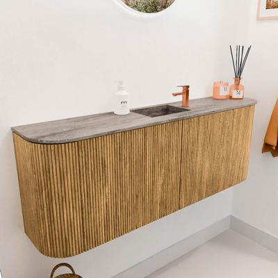 Toiletmeubel Mondiaz Joya Dlux | 113.2 cm | Meubelkleur Oak | Faye wastafel Oza Wasbak Midden | 1 kraangat