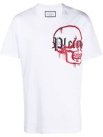 Philipp Plein t-shirt imprimé à col v - Blanc