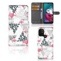 Motorola Moto G10 | G20 | G30 | Telefoonhoesje | Met pasjeshouder | Flamingo Triangle