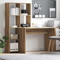 Bureau artisanaal eikenkleurig 138.5 x 55 x 143 cm Bewerkt hout
