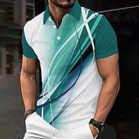 3D Lijn Casual Voor heren Korte mouw Casual Alledaagse kleding Lente zomer Afdrukken Strijkijzer Wit Micro-elastisch 95% Polyester 5% Spandex Piqué poloshirt Lightinthebox - thumbnail