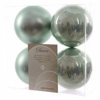 4x Kunststof kerstballen glanzend/mat mintgroen 10 cm kerstboom versiering/decoratie   - - thumbnail