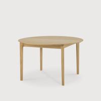 Ethnicraft Uitschuifbare Ronde Eettafel 'Bok' Geolied Eikenhout, 129/179 x 129cm, kleur Naturel