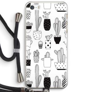 Cactusmotief: iPhone 5 / 5S / SE Transparant Hoesje met koord