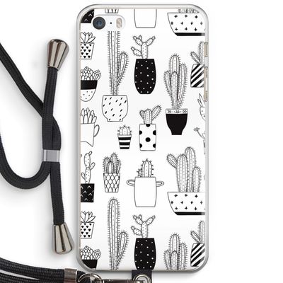 Cactusmotief: iPhone 5 / 5S / SE Transparant Hoesje met koord