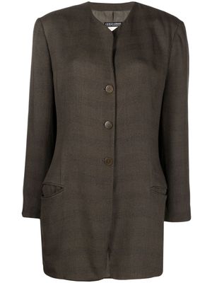 Giorgio Armani Pre-Owned veste sans col à carreaux (années 1990) - Marron