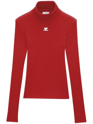 Courrèges pull à logo brodé - Rouge