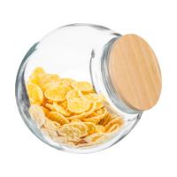 Snoeppot - 2100 ml - glas - met houten deksel - Voorraadpot - luchtdichte sluiting
