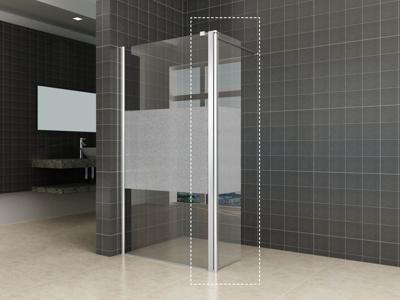 Wiesbaden Zijpaneel 35 x 200 cm met scharnierprofiel links chroom met 10 mm NANO ged.matglas