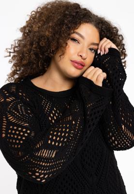 Yoek Top crochet LOUNGE | Zwart | Maat 58/60
