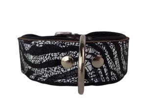 Leren hondenhalsband zebra
