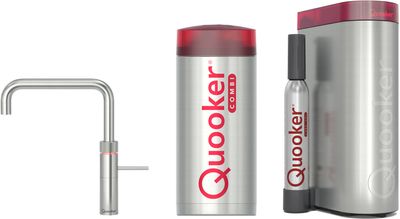 Quooker Fusion square met COMBI+ boiler en CUBE reservoir 5-in-1 kokend water kraan RVS