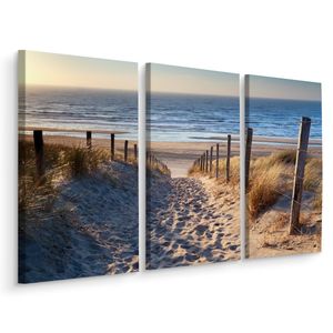 Schilderij - Op weg naar de Noordzee, 3 luik, premium print