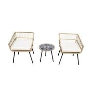 Giga Meubel - Tuinset Rattan - 2 Stoelen & 1 Tafel - Incl. Kussen