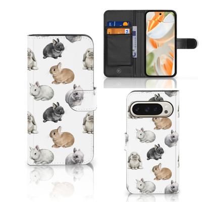 Telefoonhoesje | Met pasjeshouder | voor Google Pixel 9 | 9 Pro Konijntjes
