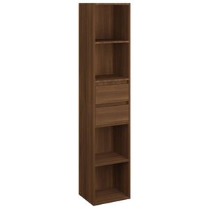 The Living Store Boekenkast Bruineiken - 36 x 30 x 171 cm - Met 4 vakken en 2 lades