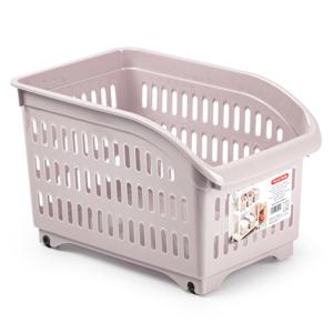 Opslag/opberg trolley container - roze - op wieltjes - L30 x B18 x H19 cm - kunststof