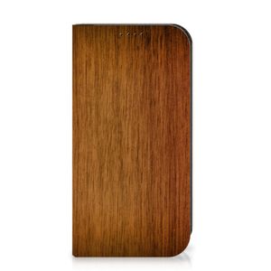 iPhone 15 Pro Book Wallet Case Donker Hout