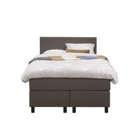 Leen Bakker - Boxspring Liv Egaal - Donker - 120x200 Cm - Ronde Poot - Stof - Bruin