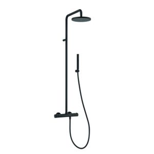 Plieger Napoli douchesysteem thermostatisch met hoofddouche Ø20cm met handdouche staafmodel m.1 stand mat zwart BU85RM2151NE BU85RM2151NE