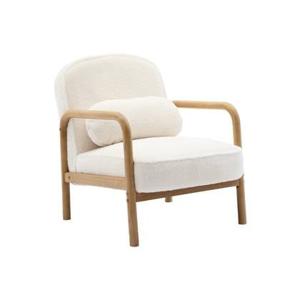 sweeek - Scandinavische ronde fauteuil in heveahout en stof met