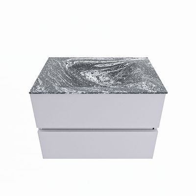 MONDIAZ VICA-DLUX 70cm badmeubel onderkast Cale 2 lades. Inbouw wastafel CLOUD midden zonder kraangat, kleur Lava.
