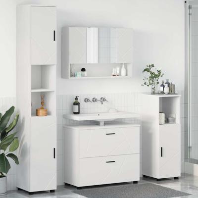 Badkamermeubelset 4 pcs Wit 30 x 35 x 192 cm Bewerkt hout
