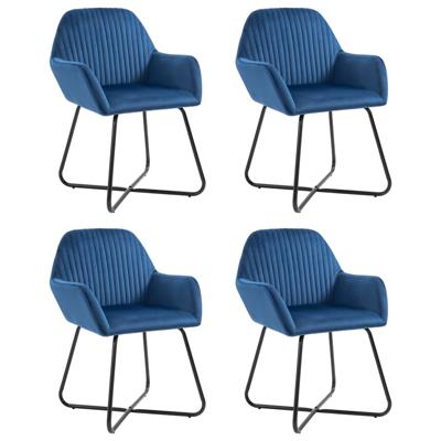 Eetkamerstoelen 4 st fluweel blauw