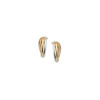 14K Tricolor Gouden Stekeroorringen - Geel, Wit en Roségoud - 12,5mm
